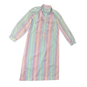 Vintage Schrader Sport Pastel Striped Shirt Dress Size 12